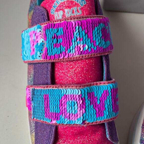 SKECHERS Flip Kicks Twi-Lites 2.0 Sparkle Vibes Girls Sneakers Shoes Size 3 Pink - Picture 12 of 15